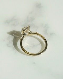 <b>Cushion</b> Diamond Minimalist GRA Certified 3CT 14K Yellow Gold Tapered Baguette Engagement Ring Gift for Women - Product Image 2