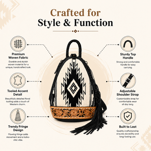 Handcrafted Women's <b>Backpack</b> Aztec Pattern Genuine Leather Trim Fringe Detail Travel Fashion <b>Backpack</b> Western Boho Style Bagpack - Product Image 5