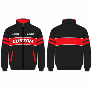 Chaqueta de moto para hombre, bordada, con forro de felpa, impermeable, estilo vintage, para motociclista, con cremallera, corte holgado, OEM - Product Image 2
