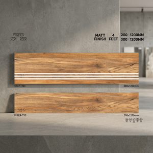 กระเบื้องปูพื้นขั้นบันไดพอร์ซเลนแบบสองชั้น ขนาด 1200x300 มม. และ 1200x200 มม. - สีเทาเข้มด้าน ป้องกันการลื่น สำหรับบันได - Product Image 5