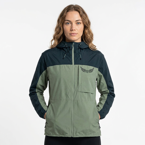<b>Men's</b> Hooded Waterproof Zipper <b>Jacket</b> Green Navy Color Blocking Embroidered Logo Casual Outdoor Autumn Wear - Product Image 5
