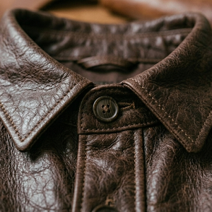 Veste en cuir véritable pour homme de qualité supérieure pour l'automne et l'hiver, style streetwear, teinture unie, avec service OEM, vente en ligne - Product Image 4