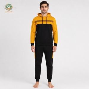 Conjunto Deportivo de Algodón para Hombre, Corte Ajustado, con Logotipo Personalizado, Chaqueta y Pantalón de Felpa, Diseño Liso, para Invierno, Venta al Por Mayor - Product Image 1