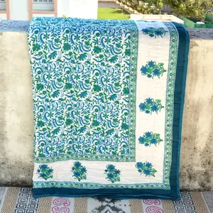 Block Print Quilt Twin Size Cotton Block Print Quilt Cotton Block Print Quilt cotton filling natural filling jaipur