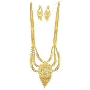 Juego de Collares Rani Haar con Diseño Floral en Oro Micro de 14K, 18K y 24K, Joyería India para Bodas, Juego de Joyería de Latón Dorado de Moda - Product Image 3