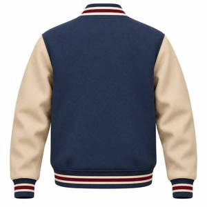 Chaqueta Varsity para Hombre, Color Azul Marino y Beige, Algodón y Poliéster, Estilo Preppy, Cierre de Botones, Color Sólido, Corte Regular, para Otoño - Product Image 6