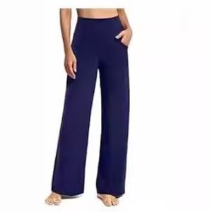 กางเกงโยคะขายส่งสำหรับผู้หญิง สีพื้น ทรงขาตรง กางเกงออกกำลังกาย สวมใส่สบาย ทรงขากว้าง - Product Image 5