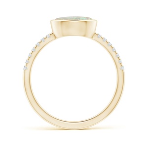 Anillo de Oro de 14K con Diseño Único, Ópalo Etíope Natural de Corte Ovalado y Banda de Diamantes con Detalles en Pavé, Joyería Fina, Anillo de Compromiso - Product Image 3