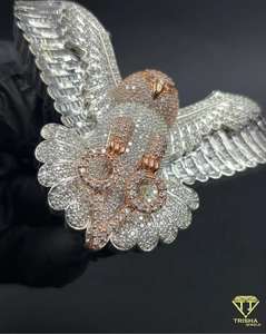 Pendentif Hibou Glacé Trisha Jewels en Forme d'Animal, Hip Hop, Moissanite, Argent 925 Plaqué Rhodium et Or, Bijou de Luxe Unisexe - Product Image 3