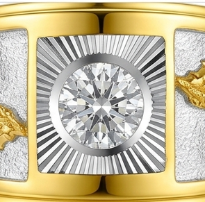 Akhand Bharat <b>Map</b> Gold Diamond Ring Two Tone Textured 18K Gold Lab Created Statement Jewelry Unique Cultural Heritage Unisex - Product Image 4