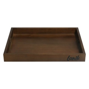 REHMAN CRAFT Custom Branded <b>Dark</b> <b>Wood</b> Handmade Serving Tray-Premium Rectangular Ottoman Coffee Table Platter Cutout Handles - Product Image 2