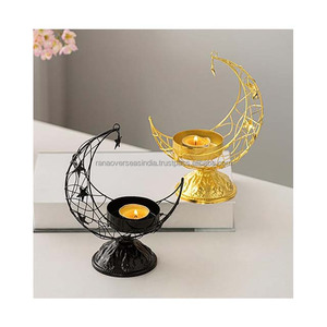 Portavelas de luz de té con forma de luna única, acento de hierro duradero para bodas y fiestas, decoración del hogar, varios diseños terminados - Product Image 6