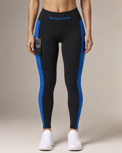 Leggings pour femmes Vibe Craft Clothing, taille mi-haute, longueur intégrale, noir et bleu, décontractés, extensibles, compressifs, tricotés, sans couture - Product Image 1