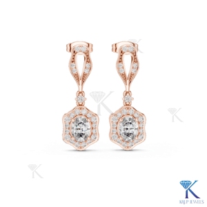 ต่างหูเพชรแล็บโกรว์ทรงบริลเลียนต์ ขอบหยักประดับเพชรแบบฮาโล ทองคำแท้ 14K 18K สำหรับผู้หญิง สไตล์วินเทจ เหมาะสำหรับงานแต่งงาน ของขวัญสำหรับเจ้าสาว เครื่องประดับ - Product Image 5