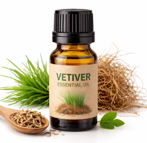 Fabricant OEM d'huile essentielle de vétiver en vrac, huile de racine de vétiver de qualité supérieure pour l'aromathérapie, la fabrication de savons, de bougies et de parfums - Product Image 1