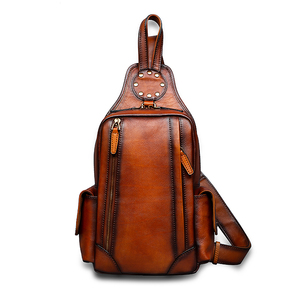 Bolso de Hombro para Hombre, Personalizable al por Mayor, de Cuero Genuino Vintage, Impermeable, Duradero, de Gran Capacidad, con Cierre de Cremallera - Product Image 1