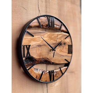 Rustic Wood Wall <b>Clock</b> Round Analog Quartz Design With Roman Numerals For Living Room Decor - Product Image 2