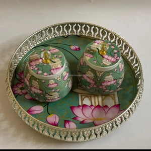 Plateau en argent allemand avec pot, coffret cadeau Diwali - Product Image 3