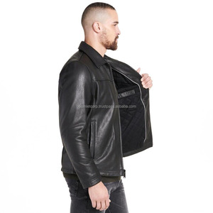 Veste bomber en cuir véritable 100% de qualité supérieure, coupe-vent, imperméable, logo sur le devant en toile, pour homme, vente chaude - Product Image 2