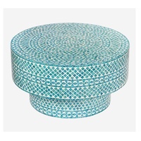 Table basse console de salon moderne de haute qualité avec incrustations en os à motifs zébrés sur 4 côtés