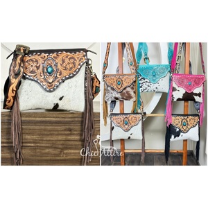 Bolso de Hombro de Cuero Vacuno Hecho a Mano de Primera Calidad, Estilo Occidental, con Flecos, para Mujer, 2026 - Product Image 1