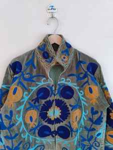 Handmade Boho Suzani Embroidery Velvet Bomber <b>Jacket</b> Reversible & Breathable Eco-Friendly <b>Short</b> <b>Sleeve</b> Winter Coat for Women - Product Image 2