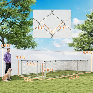 Cuccia per Cani di Grandi Dimensioni 2,3m x 1,5m con Tetto Impermeabile Argentato - Product Image 3