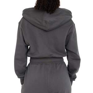 Conjunto de Dos Piezas de Ropa de Invierno Ecológica y Transpirable al por Mayor, Sudadera Corta con Cremallera y Cintura Alta para Mujer - Product Image 4