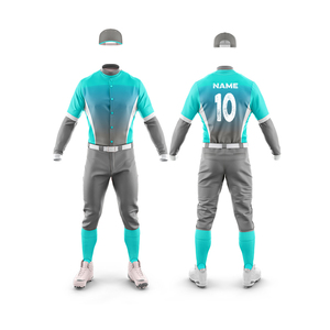 Custom Sublimated Baseball Uniform Set Men's Full Sleeve Gradient Color Moisture Wicking Polyester Team Jersey Pants - Product Image 4