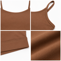 Soutien-gorge de sport personnalisé en gros, 80% Nylon 20% Spandex, 220 g/m², Marron, Faible maintien, Bretelles spaghetti réglables, Dos croisé, Doux, pour la gym