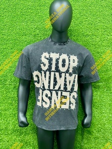เสื้อยืดคอกลมแขนสั้นผู้ชาย ลายมัดย้อม สีพื้น ผ้าฝ้าย 100% ทรงโอเวอร์ไซส์ สไตล์ลำลอง ผ้าเจอร์ซีย์ถัก สีเทา - Product Image 3