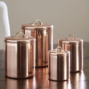 Antique Finish Hammered Copper Storage <b>Jars</b> Set with Lid, Kitchen Canisters for Tea Coffee Sugar, Handmade Copper Decor - Product Image 1