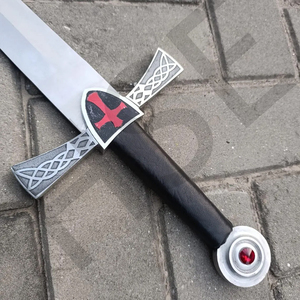 Daga medieval de caballero templario con funda de cuero - Product Image 1