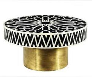 Mesa de centro de madera con diseño moderno de lujo personalizable con incrustaciones de hueso indio y nácar para sala de estar - Product Image 6