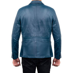 Blazer en cuir pour homme, prix de gros 2026, blazer en cuir véritable personnalisé pour homme, mode hiver, 2 boutons - Product Image 4