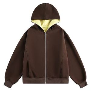 New Custom 2026 Hoodie Men Two-Tone Design Full Zip Eco-Friendly Loose Fit Heavyweight <b>Sweatshirt</b> <b>Retro</b> Style Premium Quality - Product Image 5