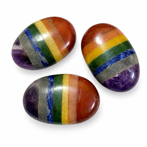 Pierre de massage 7 Chakras en pierre gemme polie, pierre de paume pour la méditation, décoration et cadeaux, vente en gros - Product Image 1