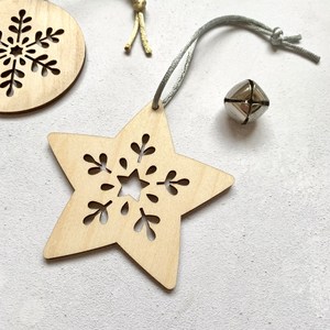 Laser Cut Metal <b>Star</b> Christmas Ornament Hanging <b>Tree</b> Tag Unfinished Wood Snowflake Cutout Holiday Craft Decoration - Product Image 2