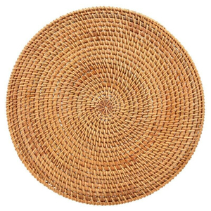 Modern Round Rattan Placemat Scalloped Flower Design Handwoven Wicker Table <b>Mat</b> Heat Resistant Charger <b>Plate</b> For Boho Wedding - Product Image 6