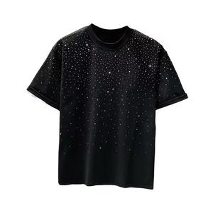 เสื้อยืดคอตตอนประดับเพชร ดีไซน์ล่าสุด ขายส่ง เสื้อยืดสตรีทแวร์ฤดูร้อน สไตล์ใหม่ พร้อมโลโก้สั่งทำ - Product Image 5