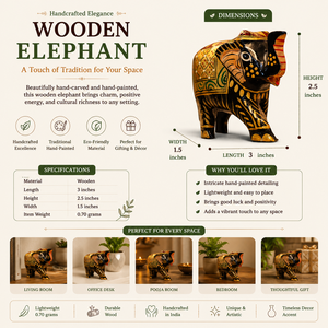 Handcrafted Wooden <b>Elephant</b> Figurine Colorful Painted <b>Elephant</b> Statue Decorative Wooden Animal Showpiece Home Decor <b>Gift</b> Item - Product Image 5