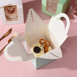 Portable Paper Cupcake <b>Box</b> with Transparent Window for Wedding, Birthday Party, DIY <b>Dessert</b> and Cake Packaging - Product Image 3