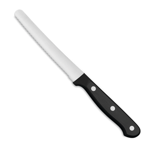 Couteau utilitaire à lame dentelée de 4,5 pouces, lame en acier inoxydable, manche noir à triple rivet, pour pain, fruits, sandwichs, utilisation en cuisine - Product Image 3