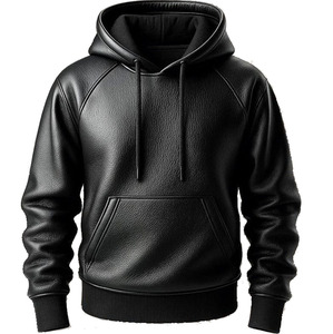 <b>Mens</b> <b>pullover</b> leather hoodie Low Moq Solid Color And Pattern <b>Men</b> Heavyweight Unique Style <b>Pullover</b> Hoodie Made Leather Hoodie - Product Image 3