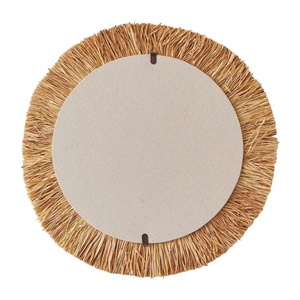 Decorative Round Lion Grass Rattan <b>Mirror</b> Kids Furniture Nursery Room Handmade Design Wall Decor Wholesale - Product Image 2
