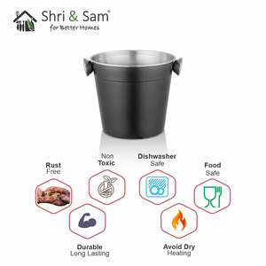 Cubo de hielo negro de acero inoxidable para bebidas Diseño elegante y duradero - Product Image 2