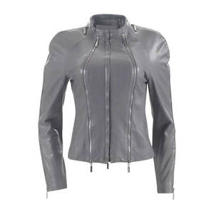 Veste de printemps vintage en cuir véritable bleu pour homme, personnalisée, avec motif patchwork à carreaux gaufrés, col montant et fermeture éclair - Product Image 3