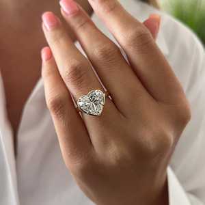 5 Carat Heart Shape Lab Grown <b>Diamond</b> Bezel Prong Set Engagement <b>Ring</b> , 14k Gold Low Set Heart <b>Diamond</b>, IGI Certified - Product Image 1