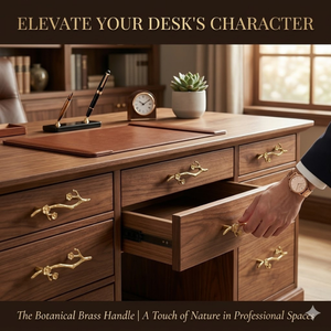 Luxury Brass Floral Branch <b>Drawer</b> Handle Decorative Cabinet <b>Pull</b> Premium Furniture Hardware for Wardrobes <b>Drawers</b> and Dressers - Product Image 4