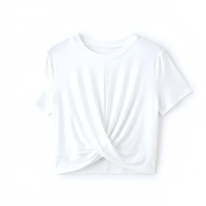 Hauts courts élégants à manches courtes pour femmes, vêtements décontractés tricotés sur mesure, hauts courts tendance pour femmes - Product Image 2